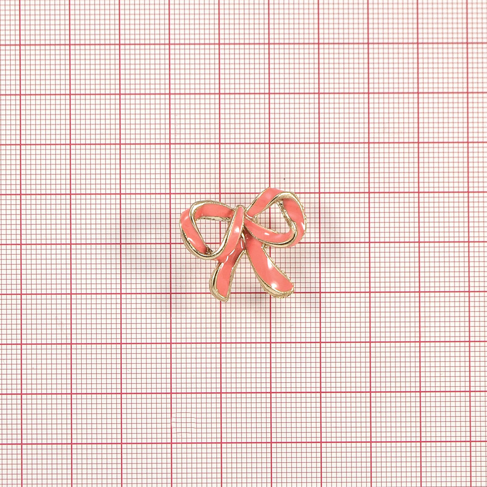 Краб металл Бантик 2,6см GOLD, эмаль коралл., камни, шт . Крабы Металл Геометрия Декор