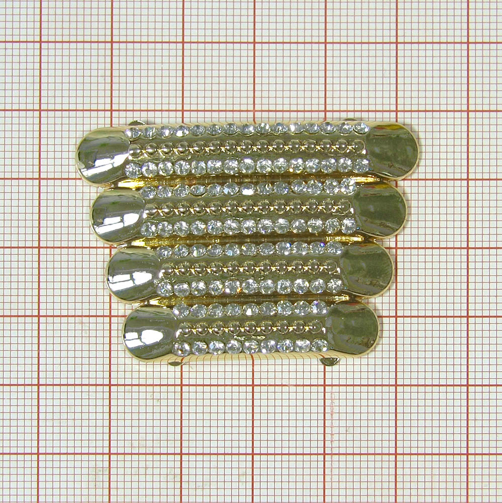 Краб металлSH-013 4 трубки GOLD, белые камни, шт. Крабы Металл Геометрия Декор