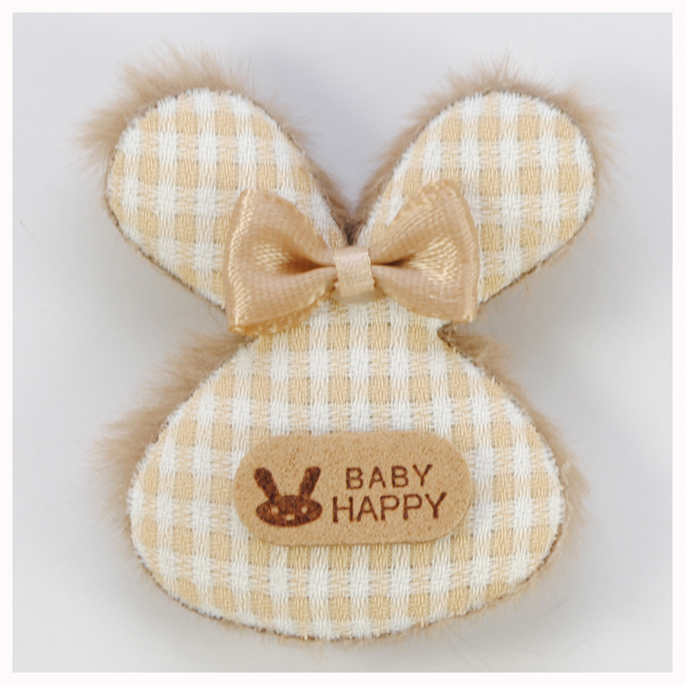 Аппликация тканевая пришивная детская Заяц Baby Happy, 5*4,5см, белый, коричневый, бежевый, шт. Нашивка Детская