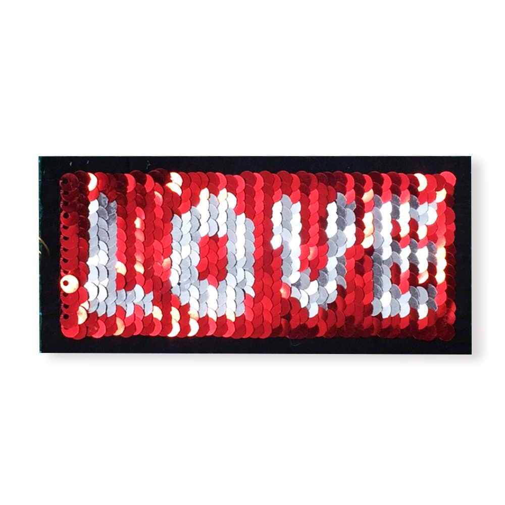 Аппликация клеевая пайетки двусторонняя LOVE прямоугольник красные, серебро, 11,5*5см, шт. Аппликации клеевые Пайетки