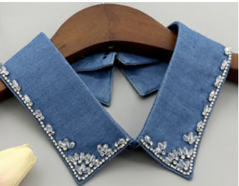 Воротник джинс с бисером, синий, белый, шт. Воротники
