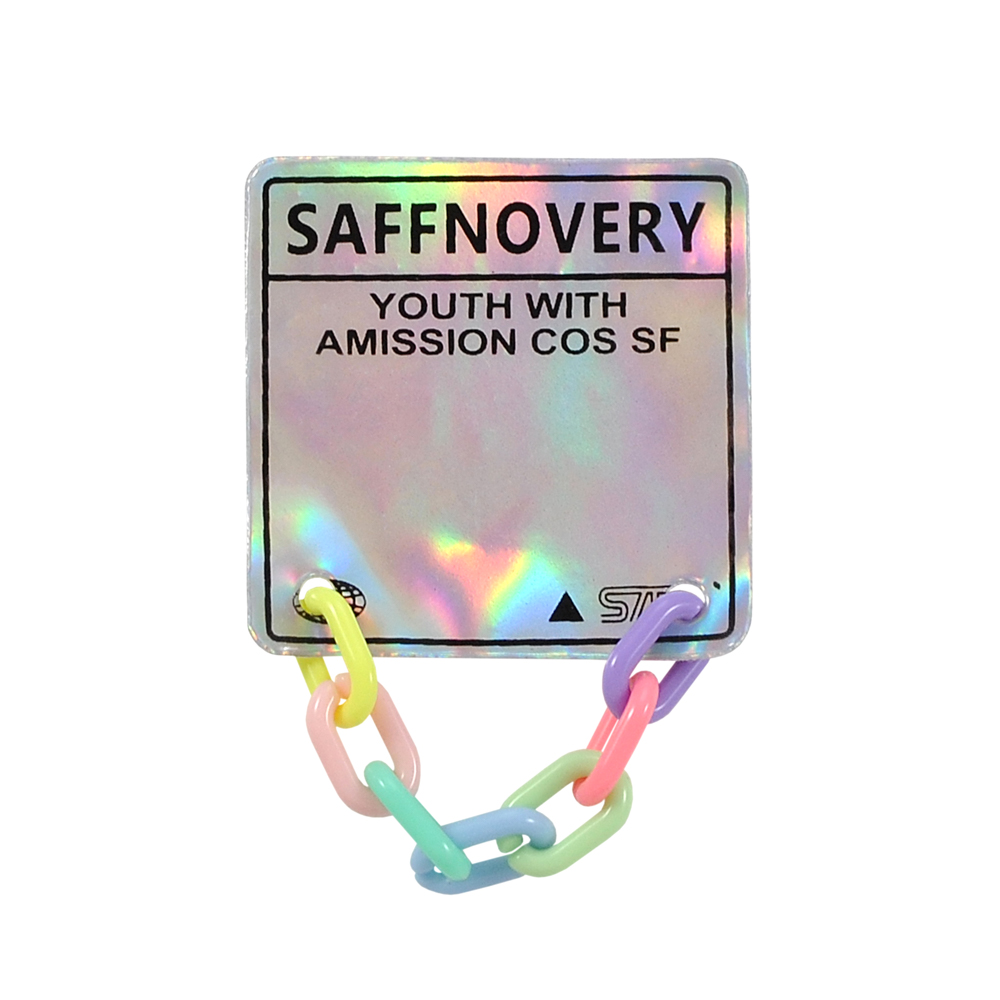 Лейба клеенка с радужной цепочкой SAFFNOVERY, 5*5см, голограмма, серый, черный, шт. Лейба Клеенка