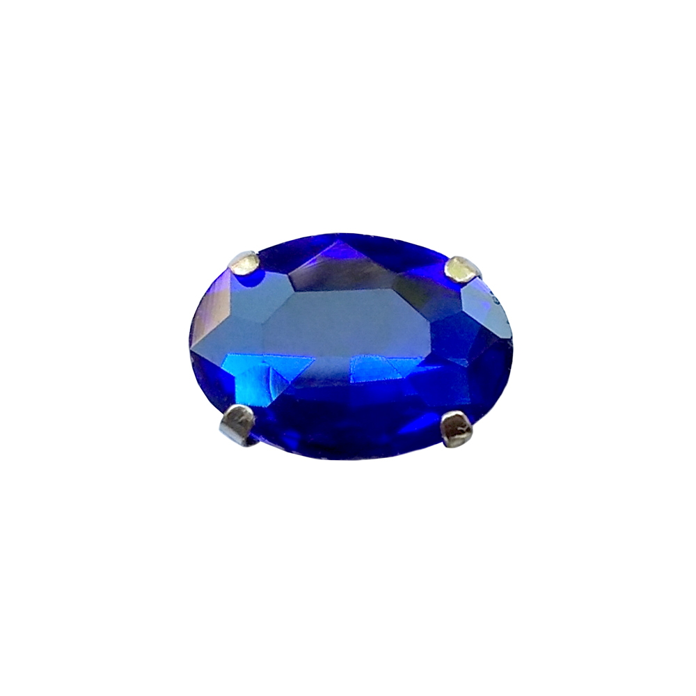 Стразы пришивные в металле, овал, 10*14мм, blue, шт. Стразы пришивные в металле