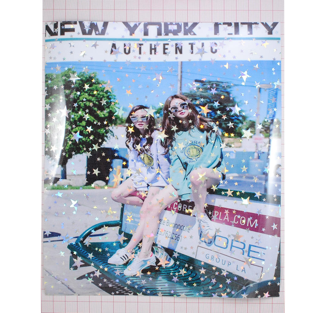 Аппликация клеенка пришивная Девочки AUTHENTIC, 19,5*22,5см, белый, синий, звезды хамелеон, шт. Аппликации Пришивные Резина, Силикон