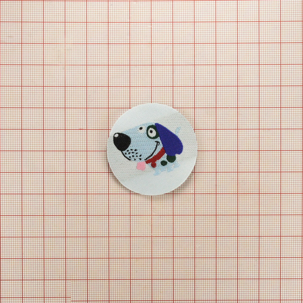 Нашивка тканевая Cобака круглая 42мм /atkisatin/, шт. Нашивка Детская