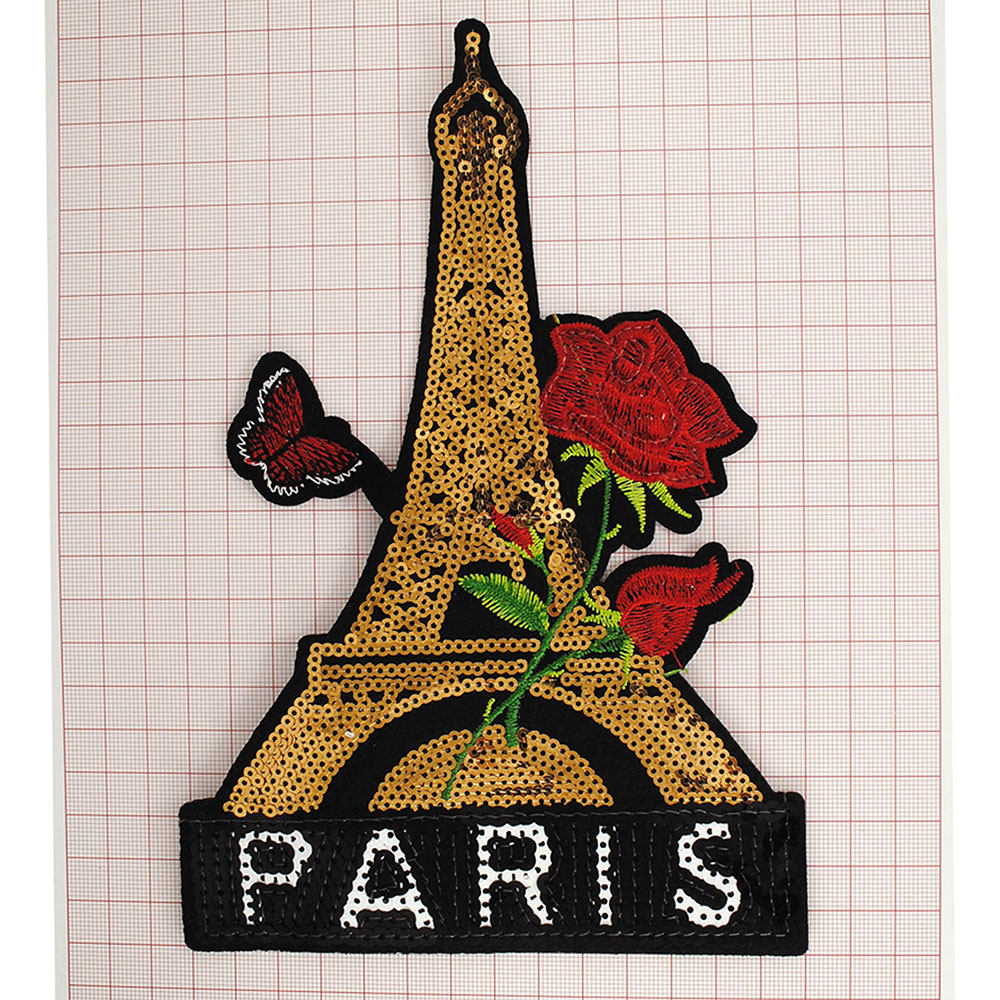 Аппликация клеевая пайетки PARIS 14*21см черный, красный, зеленый, золото, серебро, шт. Аппликации клеевые Пайетки