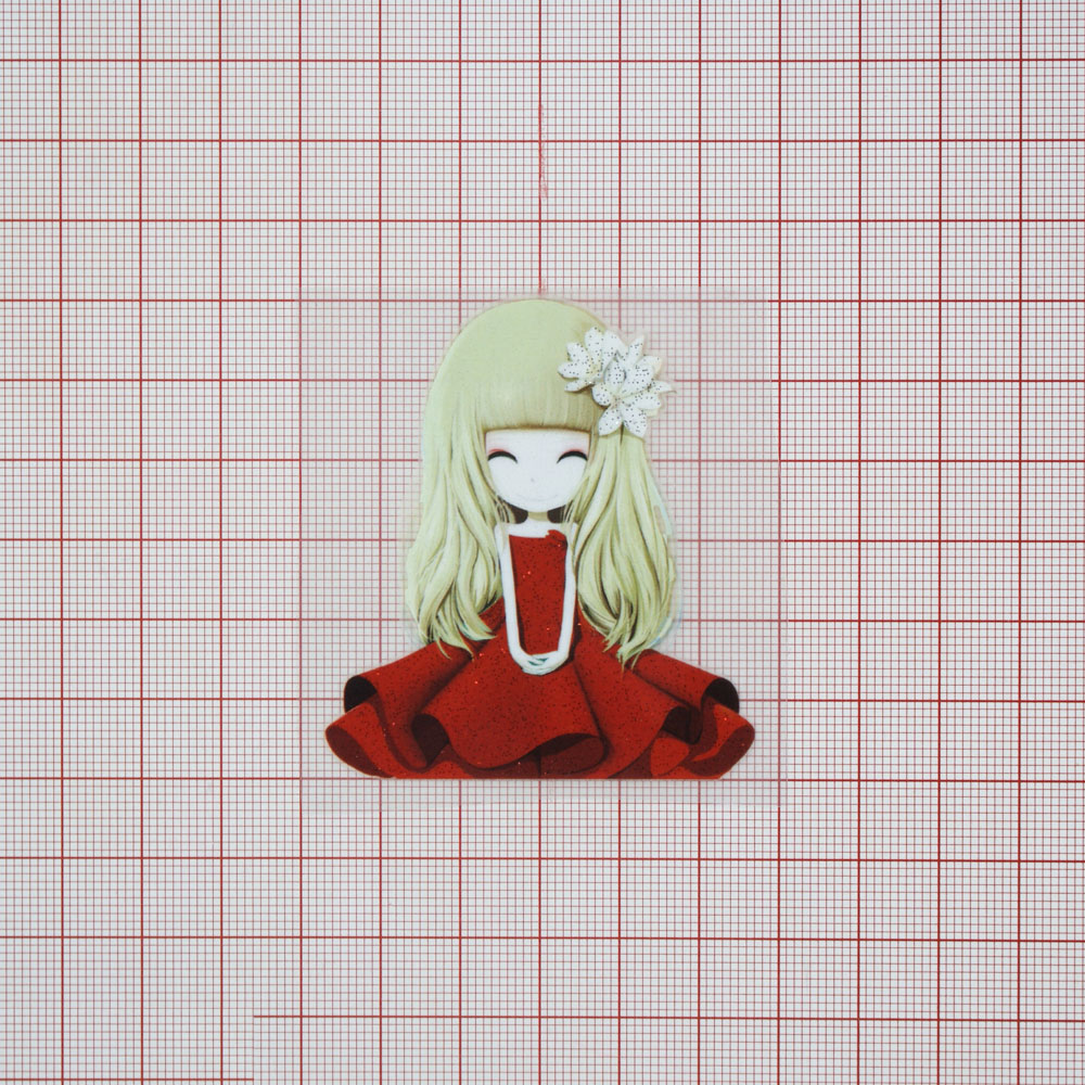 Термоаппликация Девочка лилия маленькая 5,3*6см., красная, шт. Термоаппликации Накатанный рисунок