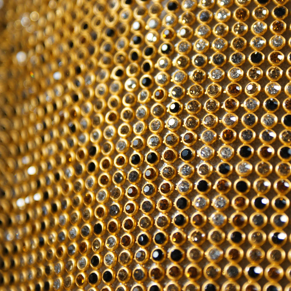 Стразы полотно клеевые №4а Сетка золото, черный, топаз, black diamond камни 3мм 45*120, 1лист. Полотна из страз