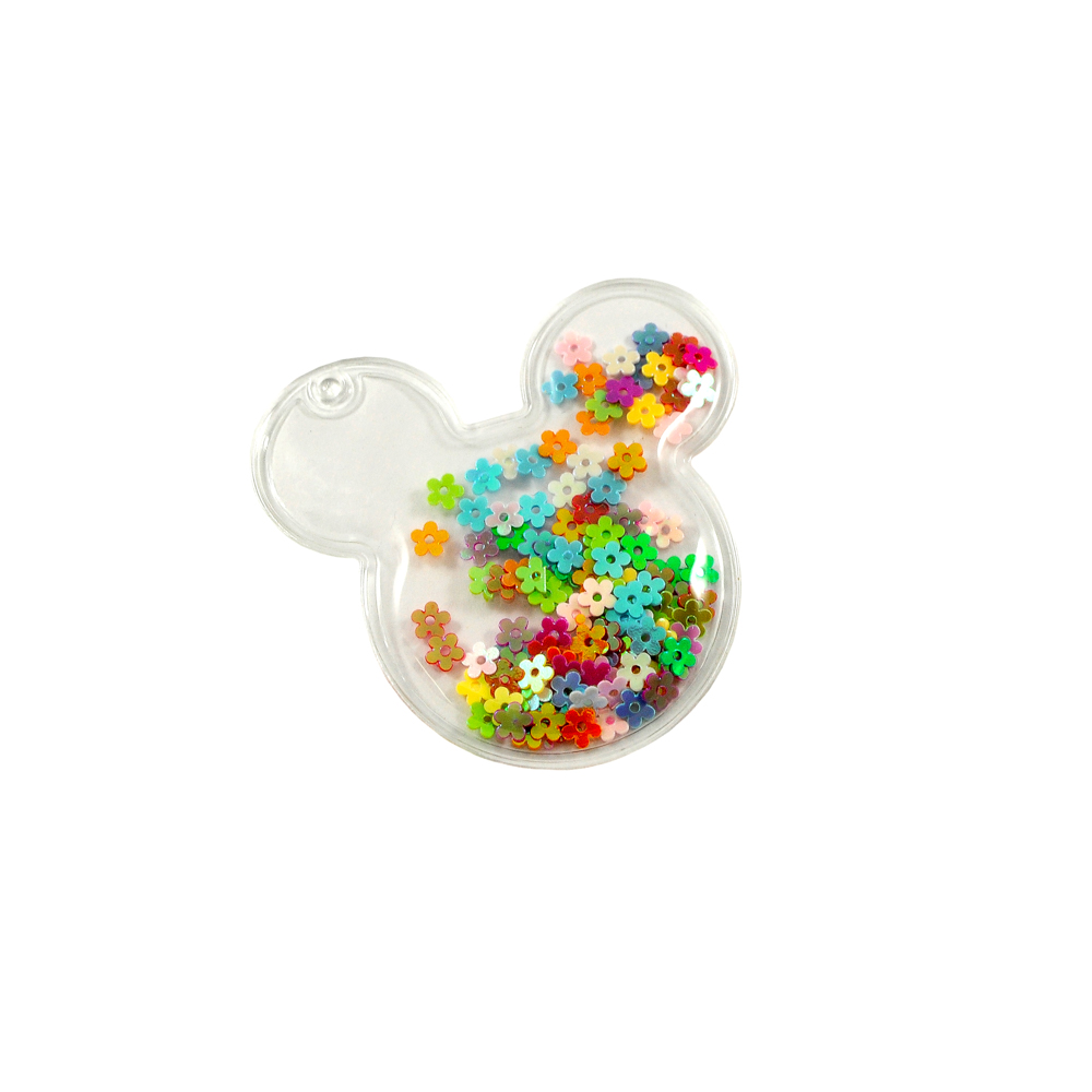 Аппликация пришивная силиконовая Аквариум с цветочками Микки,  5,5*5,5см, прозрачный белый, шт. Аппликации Пришивные Резина, Силикон