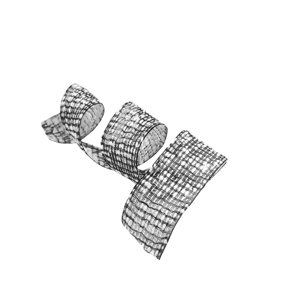 Тесьма Букле 2,6см, белый и черная сеть, 50ярд. Тесьма