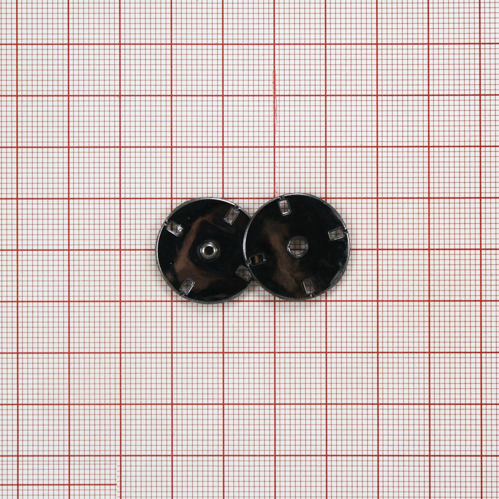 Кнопка пришивная потайная Круглая 20мм 2 части Black NIKEL, шт. Кнопка пришивная потайная