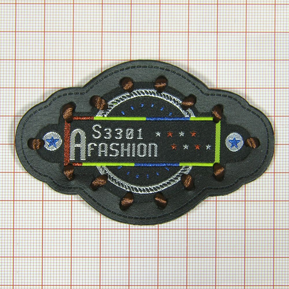 Лейба кожзам A10007 A S Fashion 3301 черная, коричневая нитка Стежки . Лейба Кожзам