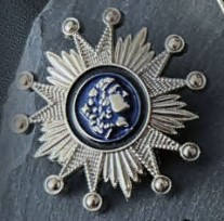Значок металл, серебро, синий, шт. Броши