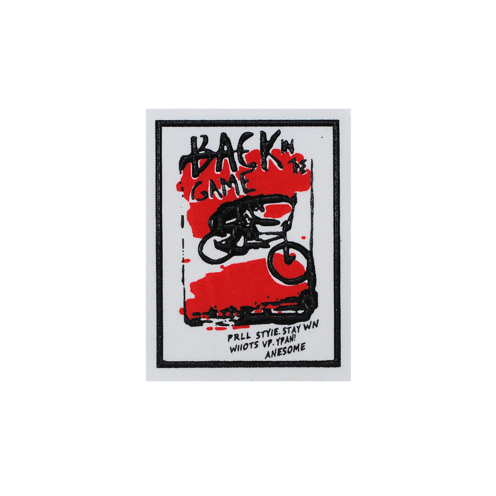 Нашивка тканевая Back Game Велосипедист, 8,5*11см,, белый, черный, красный, шт. Нашивка Резиновый Конгрев