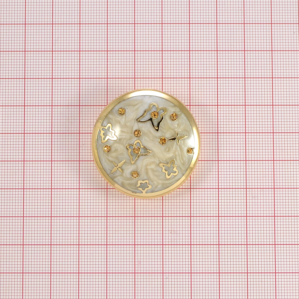 Пуговица шубная 32791111 Бабочки 39мм GOLD, светло-серый перламутр, топаз камни, шт. Пуговица Шубная