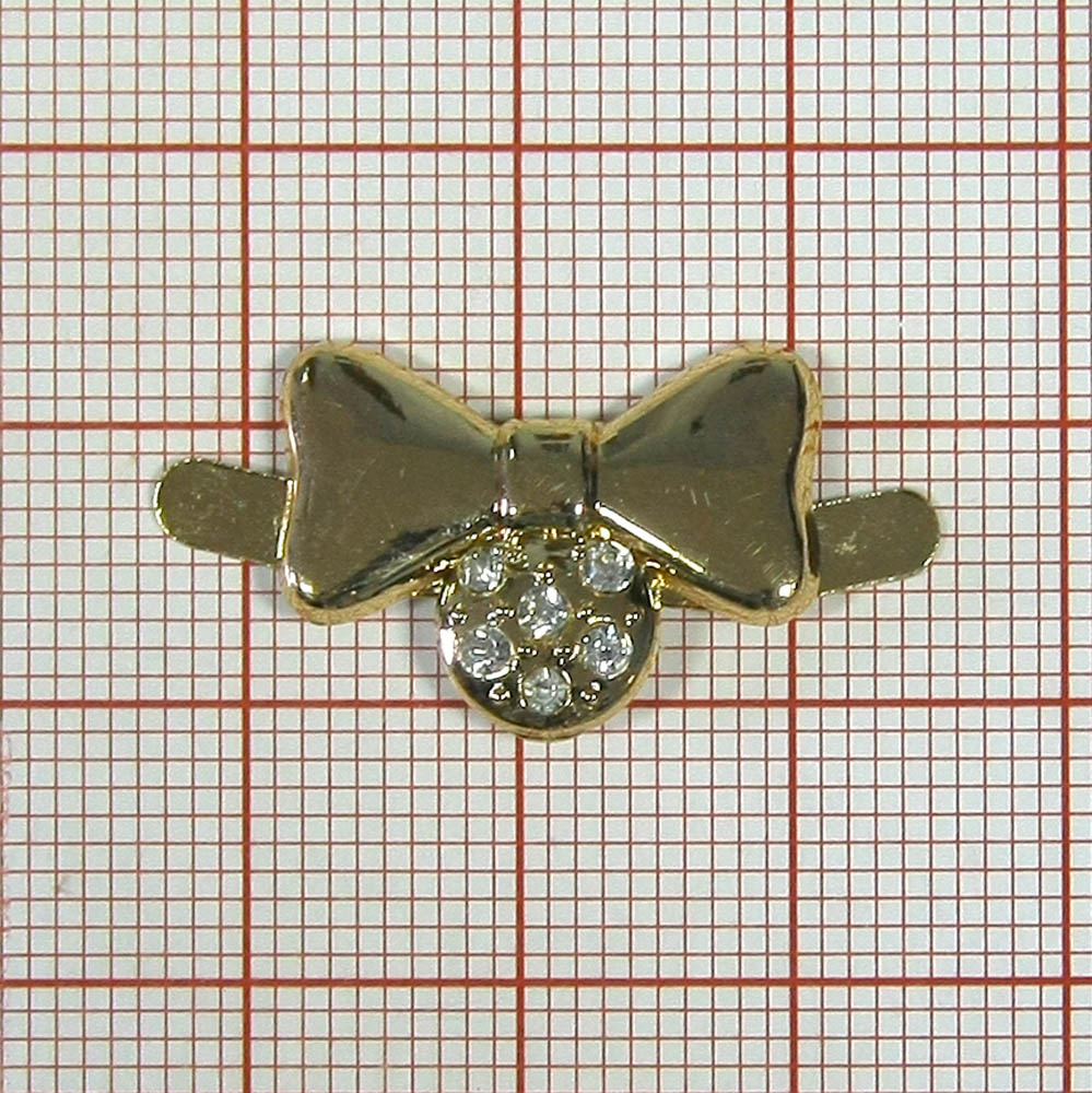 Краб металл Бантик на шаре 20*14мм GOLD, белые камни. Крабы Металл Геометрия Декор