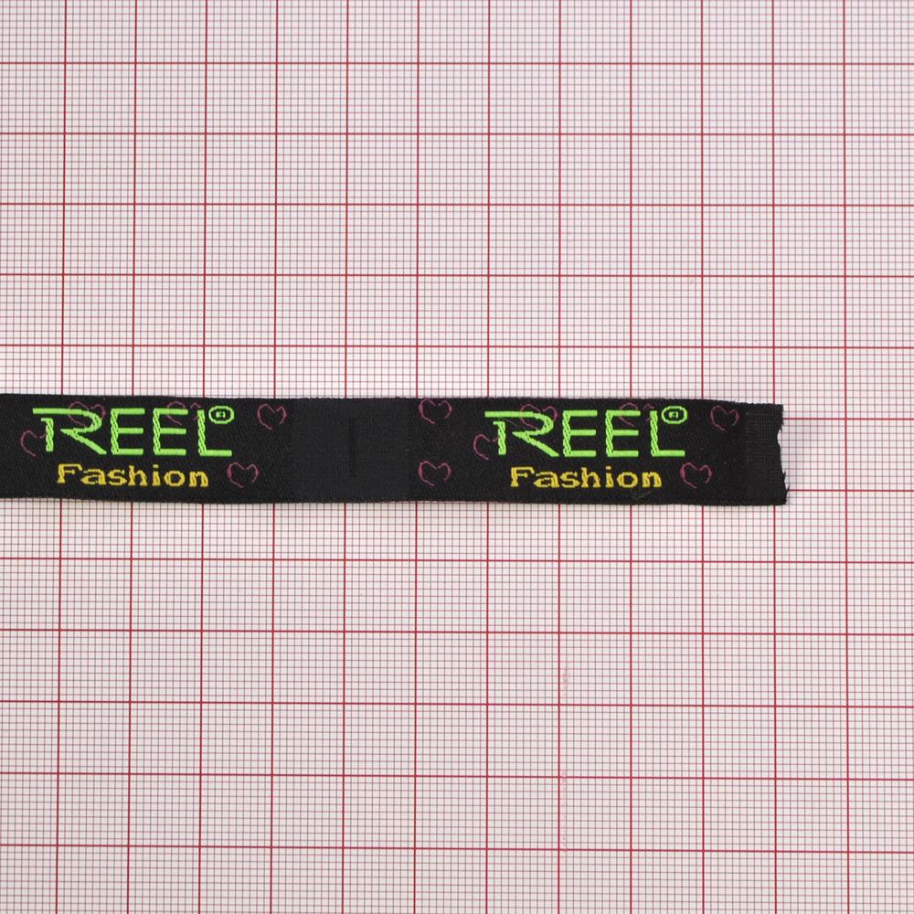 Этикетка тканевая вышитая Reel 1.5см. Вышивка / этикетка тканевая