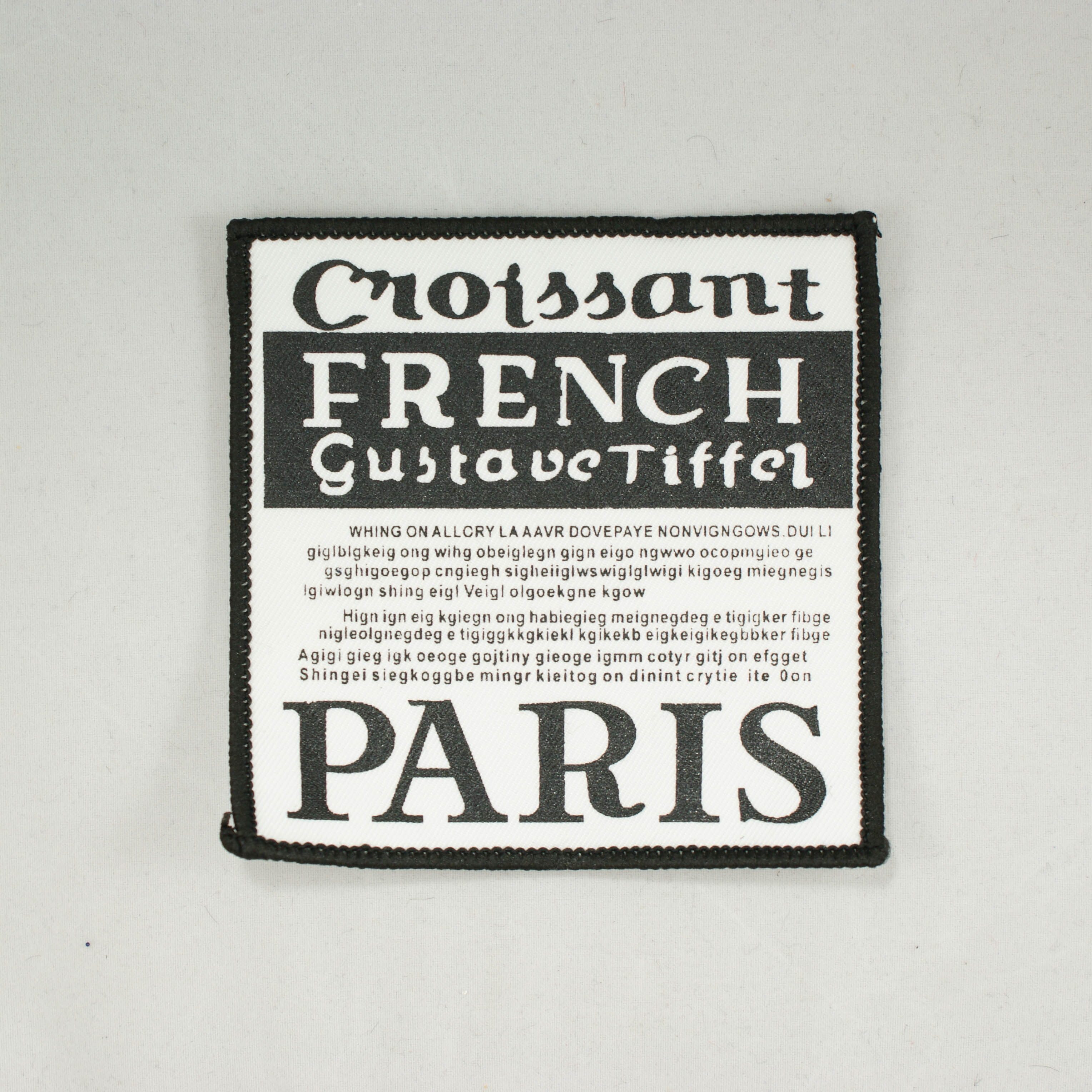 Нашивка тканевая Paris, 9.8*9.8см, черная рамка, белые и черные буквы, шт. Нашивка Ткань, Войлок