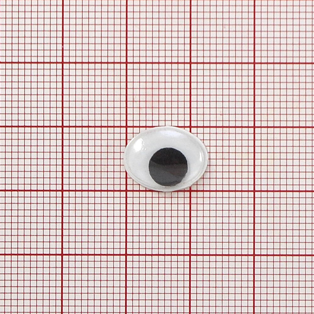 Глаз M-012, овал 10*12мм, белый, черный подвижный зрачок, 1тыс.шт. Глазики M