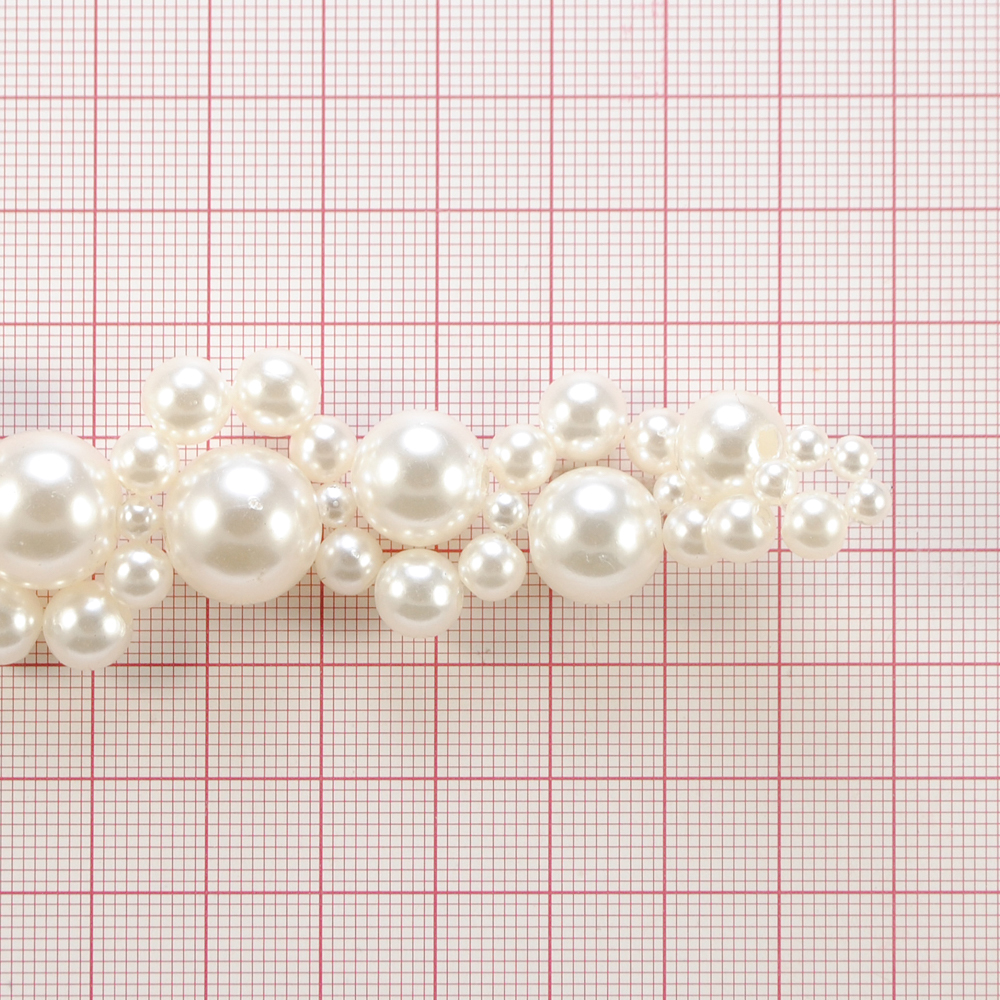 Перетяжка, жемчуг, 15*2см, белый, шт. Перетяжка металл со стразами