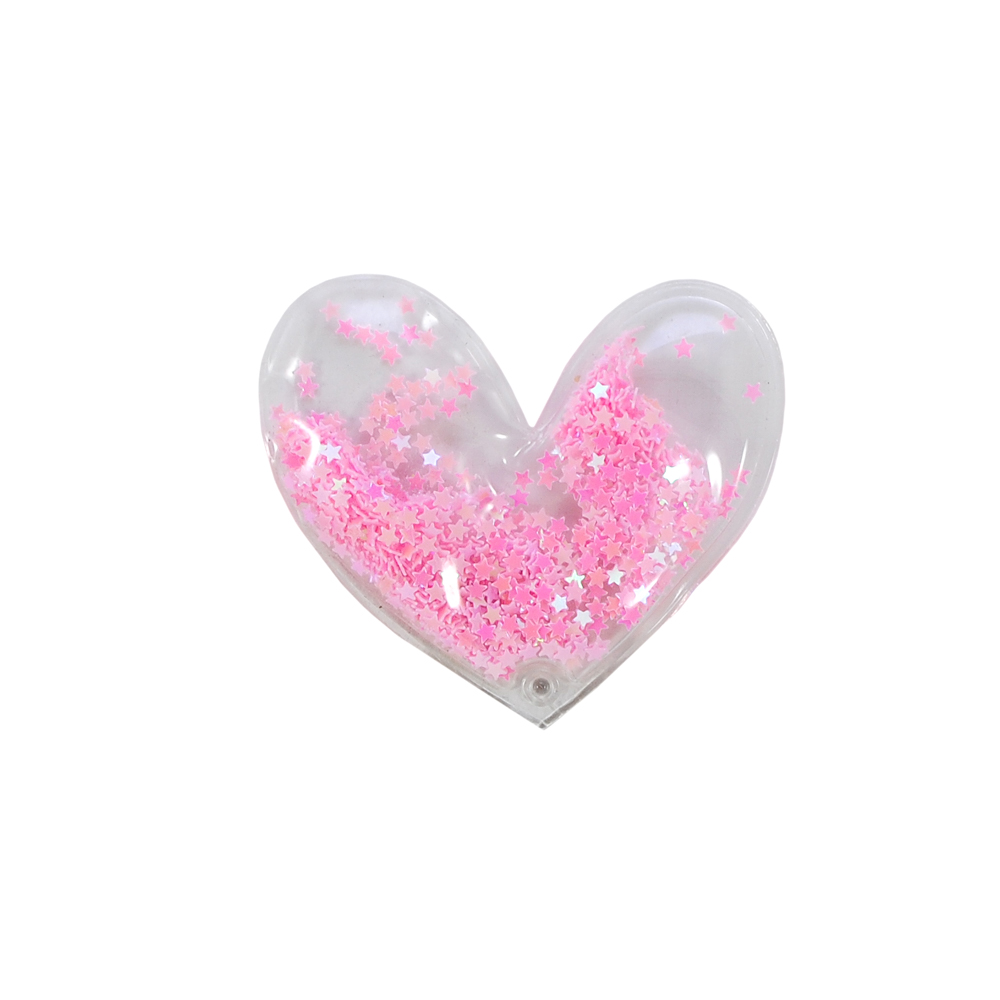 Аппликация пришивная силиконовая Аквариум со звездочками Сердце,  6*5,5см, прозрачный, розовый, шт. Аппликации Пришивные Резиновые