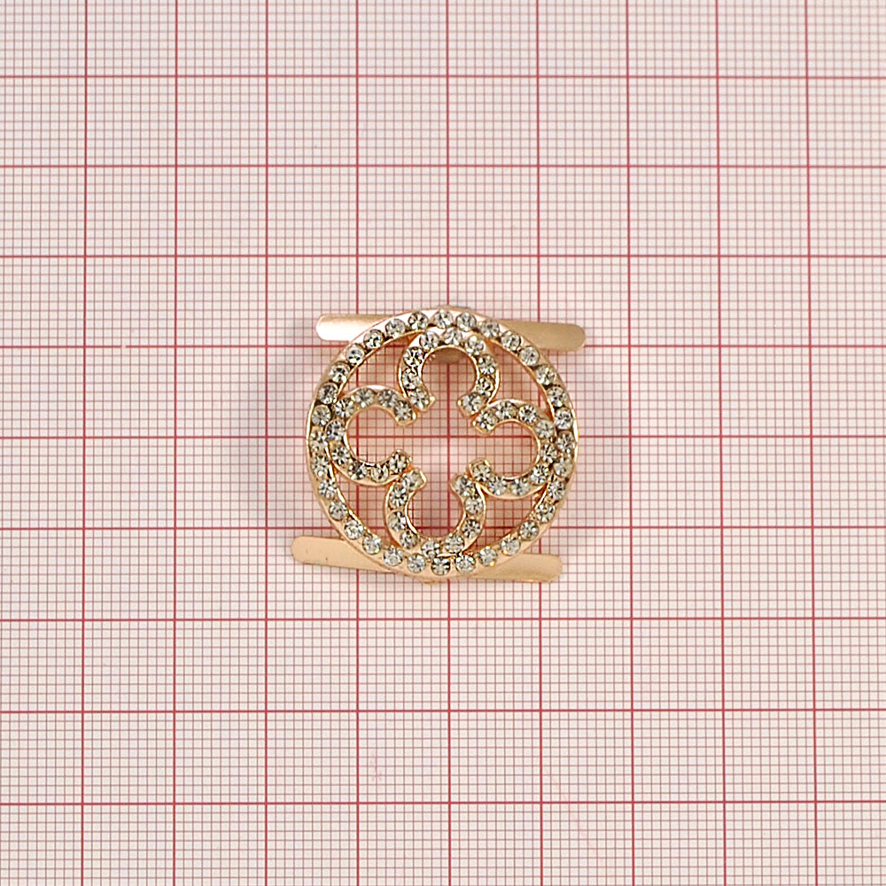 Краб металлический 11125 Клевер круг 30мм GOLD, белые камни, шт. Крабы Металл Геометрия Декор