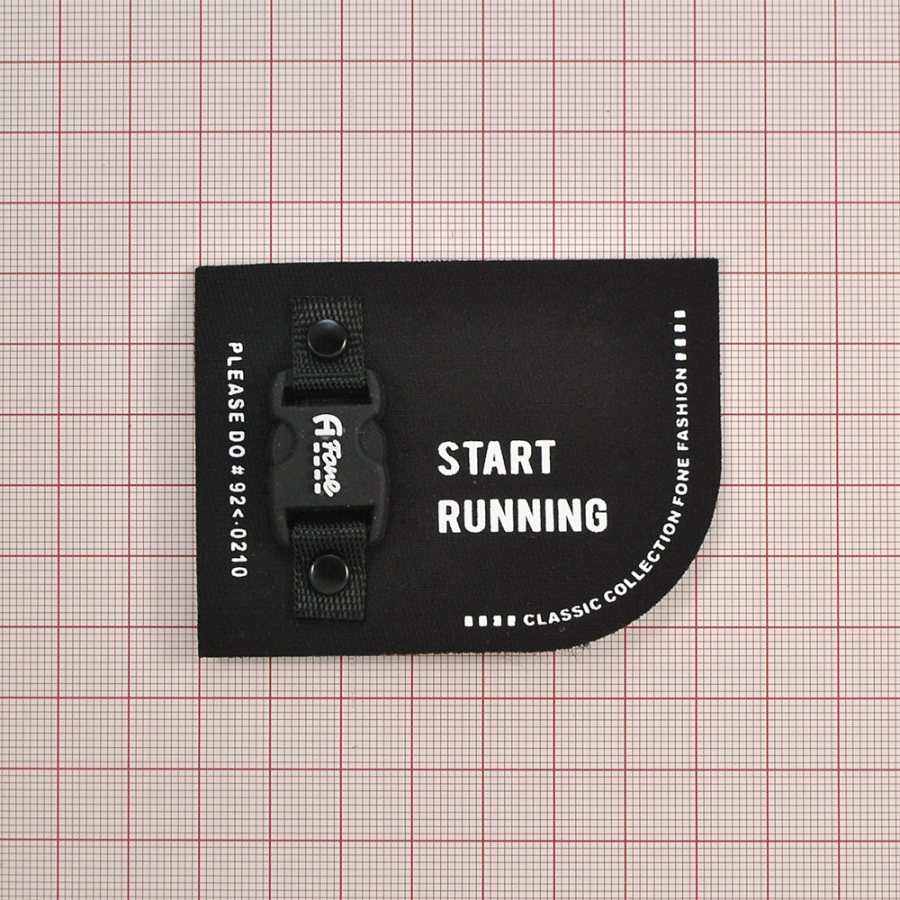 Лейба тканевая START RUNNING, 7,5*5,5см, черный, белый, шт. Лейба Ткань