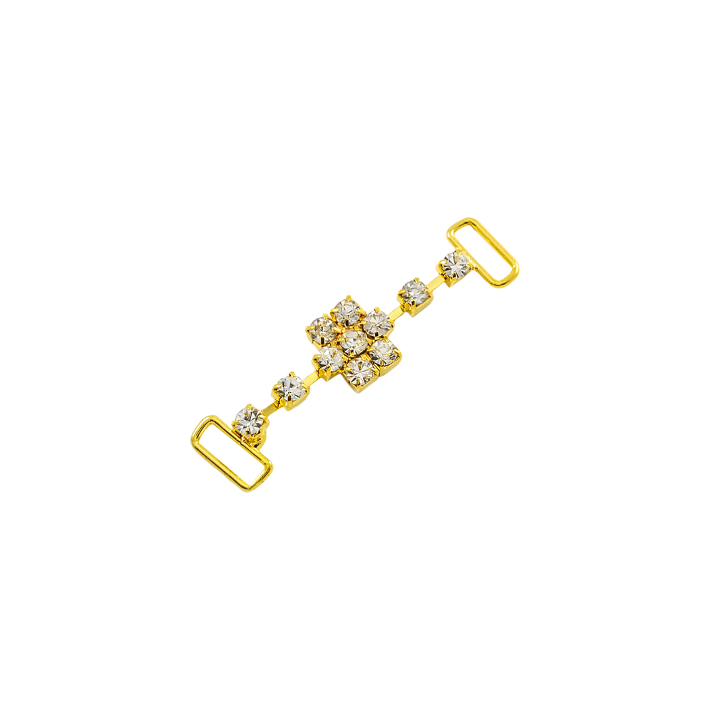Украшение стеклянное А-20 (9423) GOLD /перетяжка 1цв./. Перетяжка металл со стразами