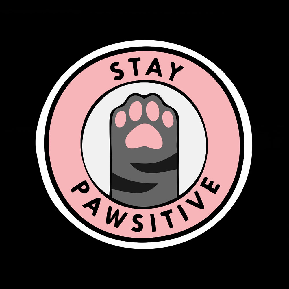 Термоаппликация №13-20 Stay Pawsitive (кошачья лапка) 83*86мм, черно-розовая, 83*86мм, шт. Термоаппликации Накатанный рисунок