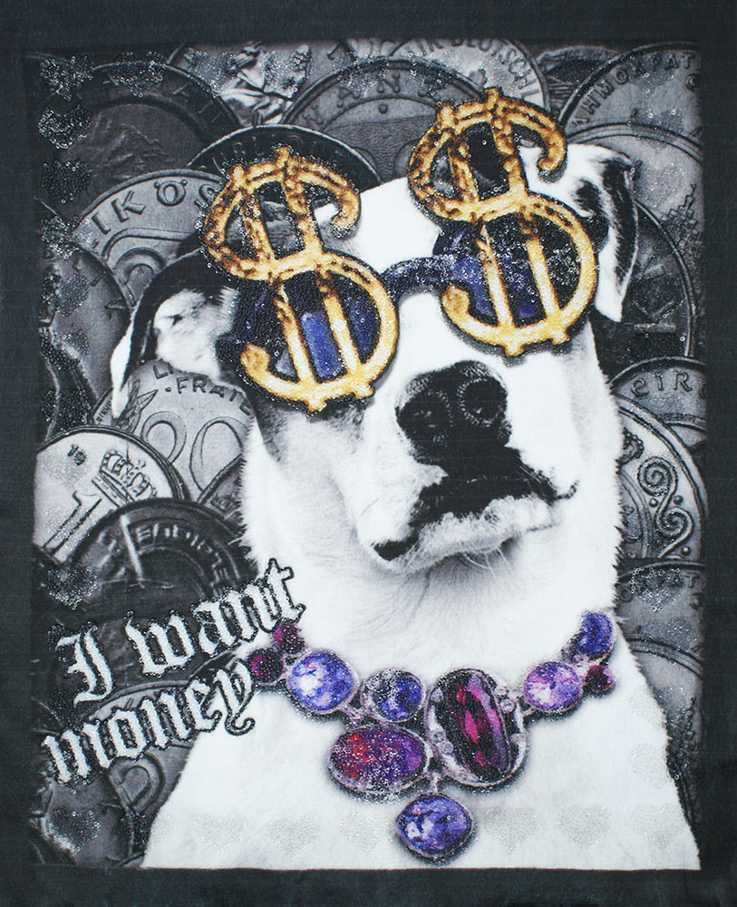 Аппликация пришивная Am6674 Собака Очки $ 25*38,5см черная-порезаная, цветной рисунок, шт. Аппликации Пришивные Постер