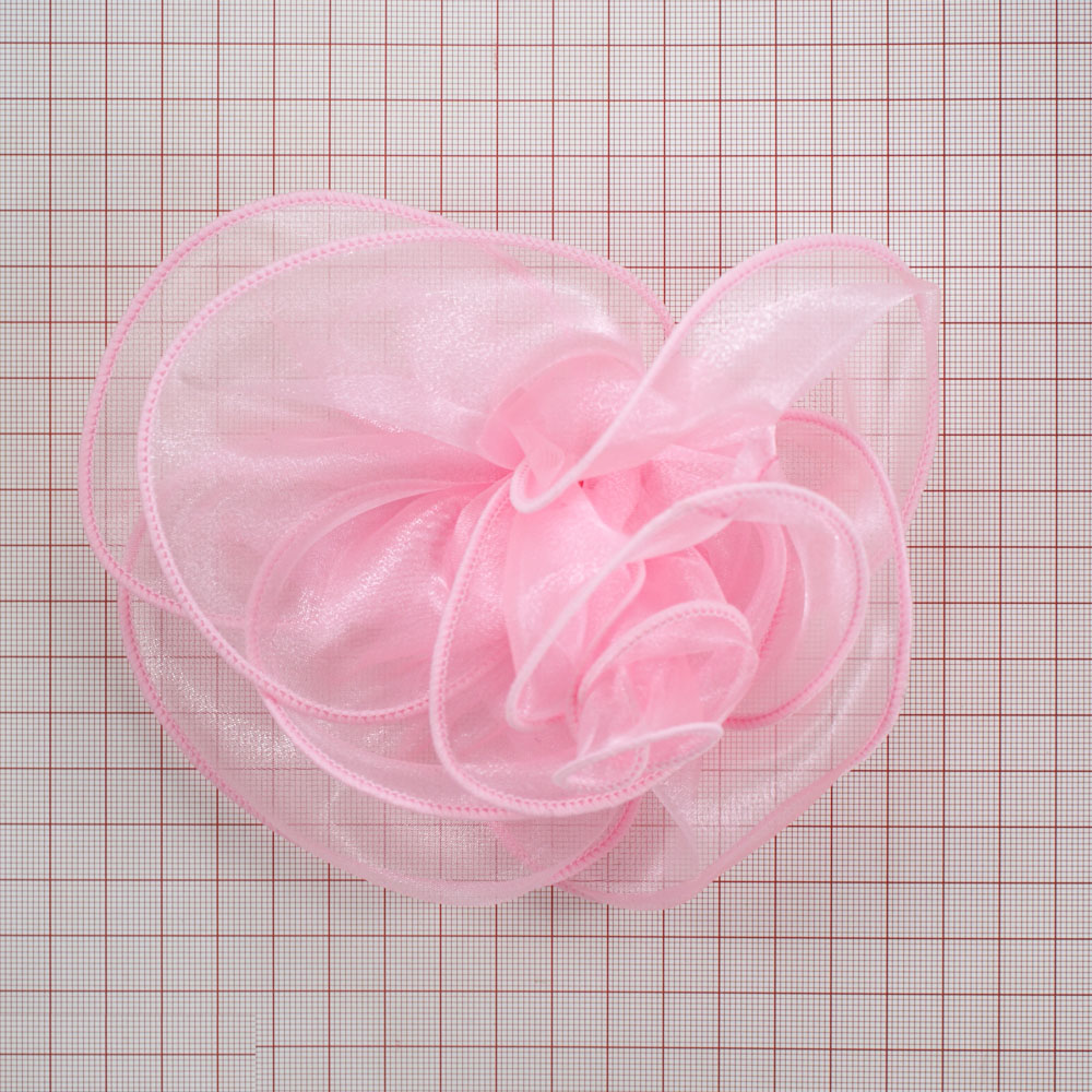 Аппликация декор Цветок органза 12см, светло-розовый. Аппликации Пришивные Обувные