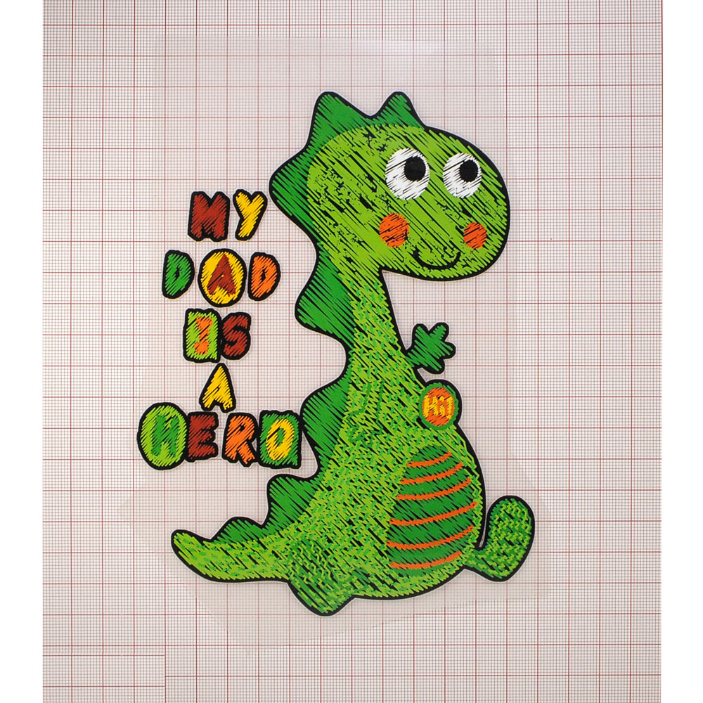 Термоаппликация  Динозавр 16*12,7см, зеленый, оранжевый, белый, красный, желтый, шт. Термопереводки Детские