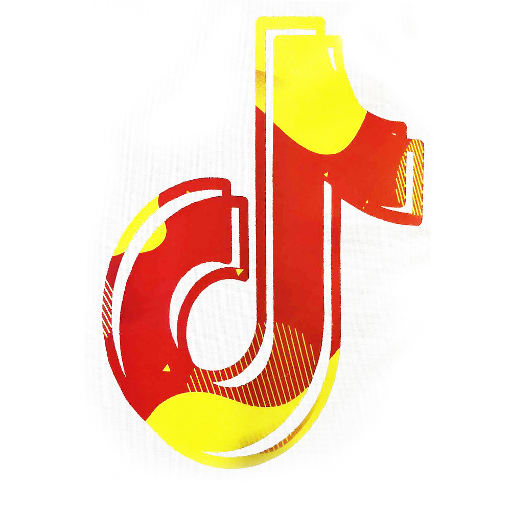 Термоаппликация №7-4 TikTok (цветная нота) красно-желтая 15*24см, шт. Термопереводки Детские