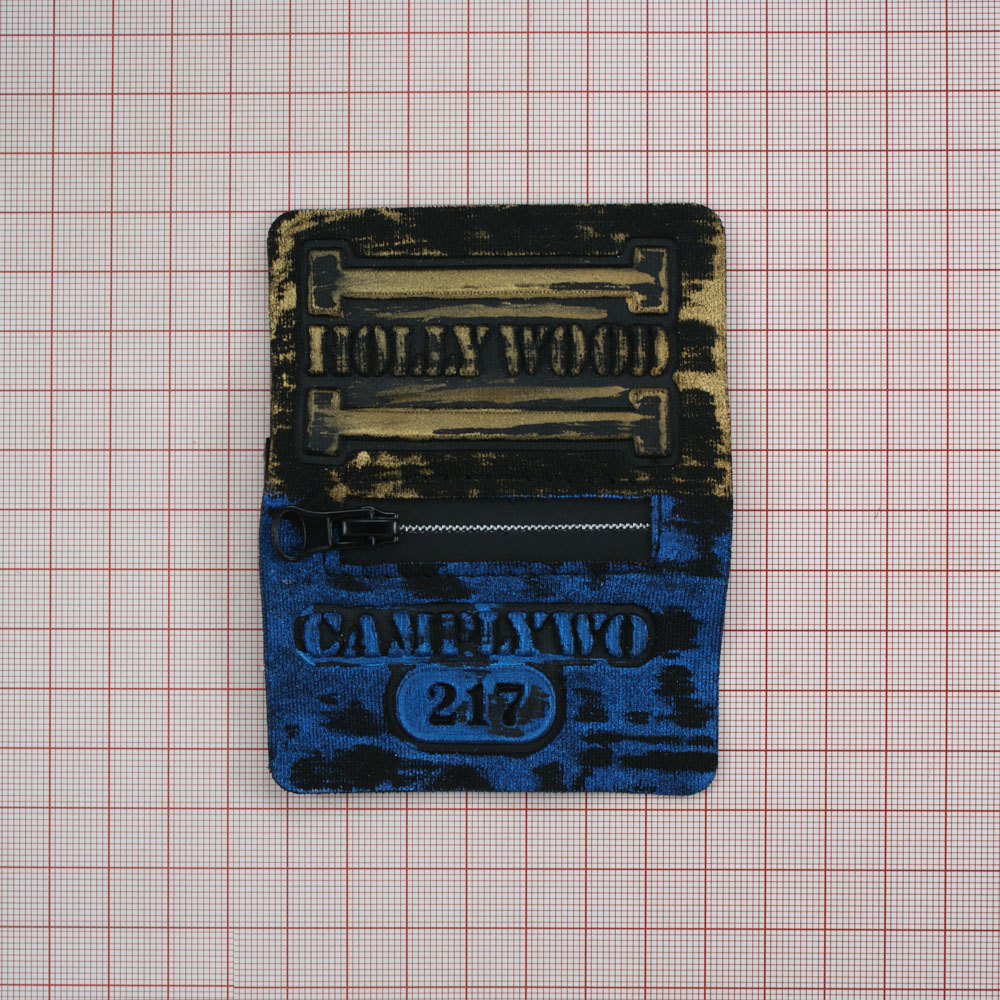 Аппликация пришивная тканевая конгрев CAMPLYWO 217 карман прямоугольный, змейка 7,8*9см черно-сине-желтый рисунок, шт. Аппликации Пришивные Рельефные