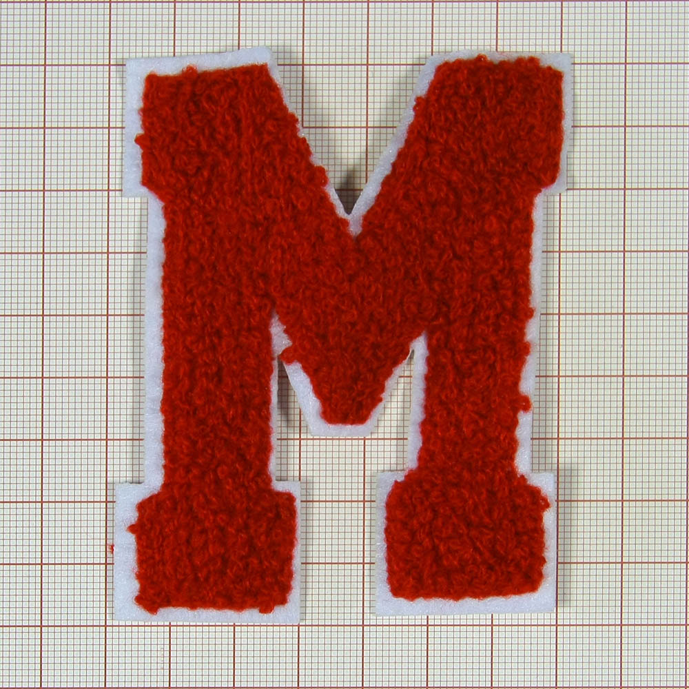 Нашивка махровая M 70*90мм буква красная, белая, шт. Нашивка Махровая