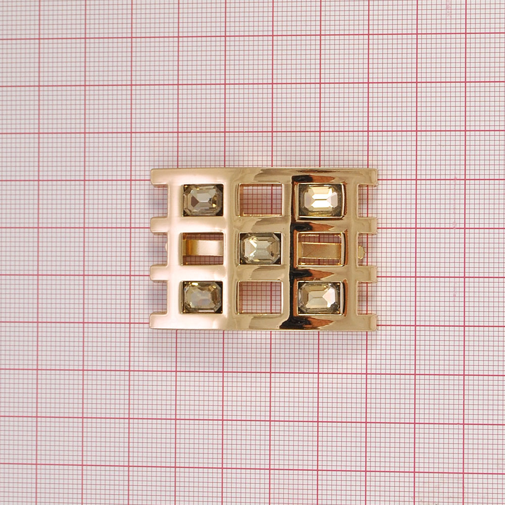 Краб металл Сетка 3х3 48*33мм GOLD, топаз камни, шт. Крабы Металл Геометрия Декор