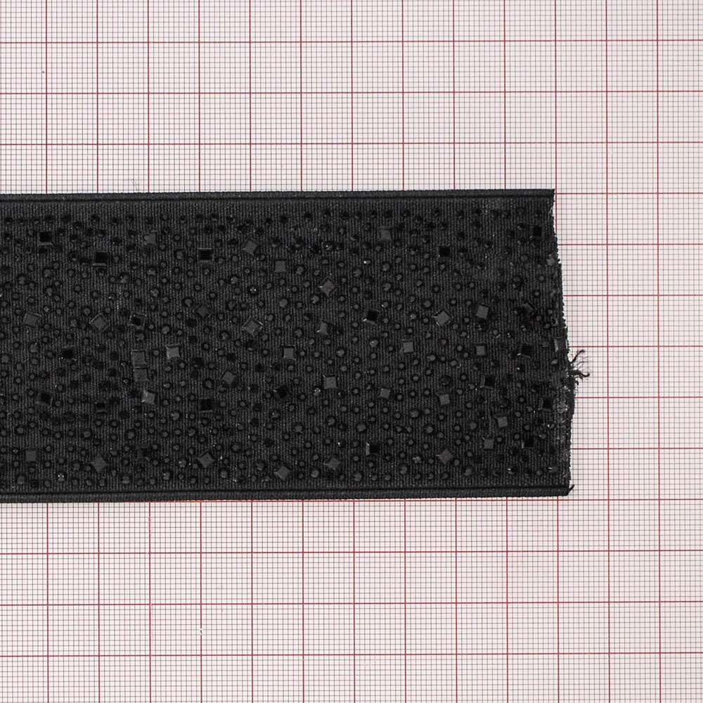 Резинка со стразами, 6см, черн., черные стразы, ярд. Резинка