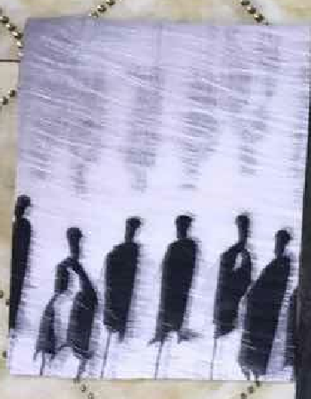 Аппликация пришивная Люди в черном, акварель 19,5*16,5см черно-белая, шт. Аппликации Пришивные Постер