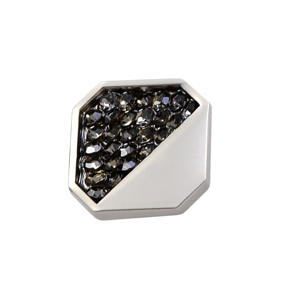 Хольнитен металл с камнями Восьмиугольник, 1,7*1,7см, матовый никель, black diamond, шт. Хольнитен
