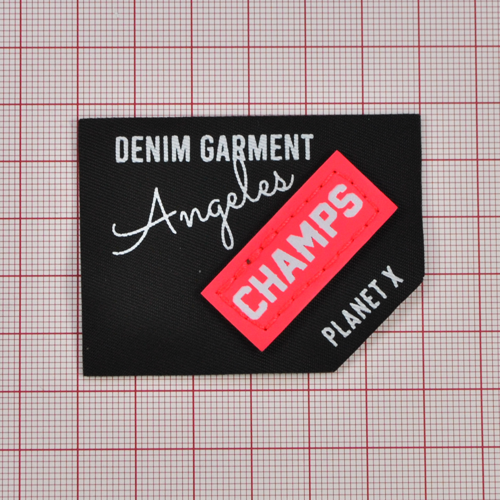 Лейба ткань+кожзам Champs, 6*4.5см, черный, белый, розовый, шт. Лейба Ткань