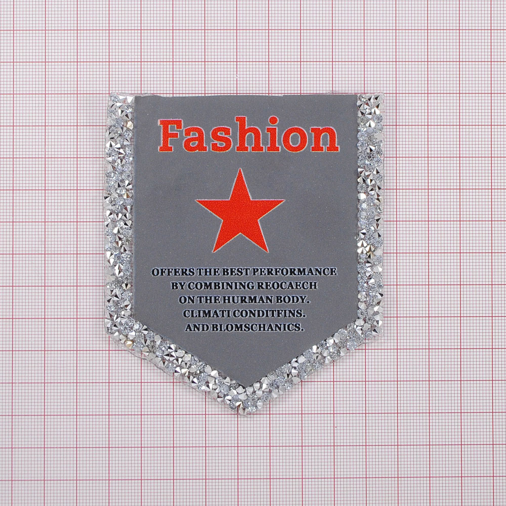 Аппликация клеевая, стразы гречка Карман Fashion Звезда, 8,5*10см, белый, черный, красный, серый, шт. Аппликации клеевые Стразы комб.