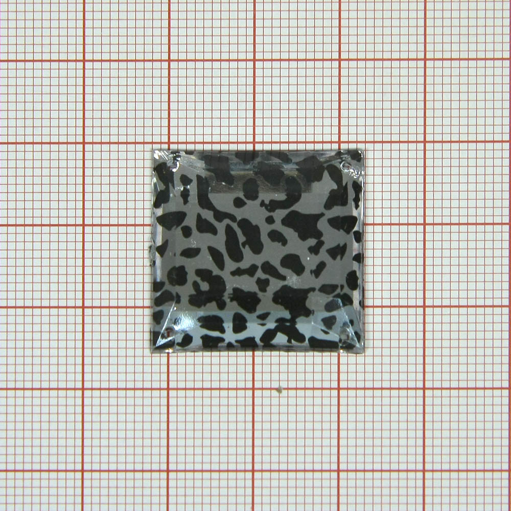 Стразы Т приш. квадрат 25*25мм леопард белый №4 /1т.шт./ . Стразы пришивные