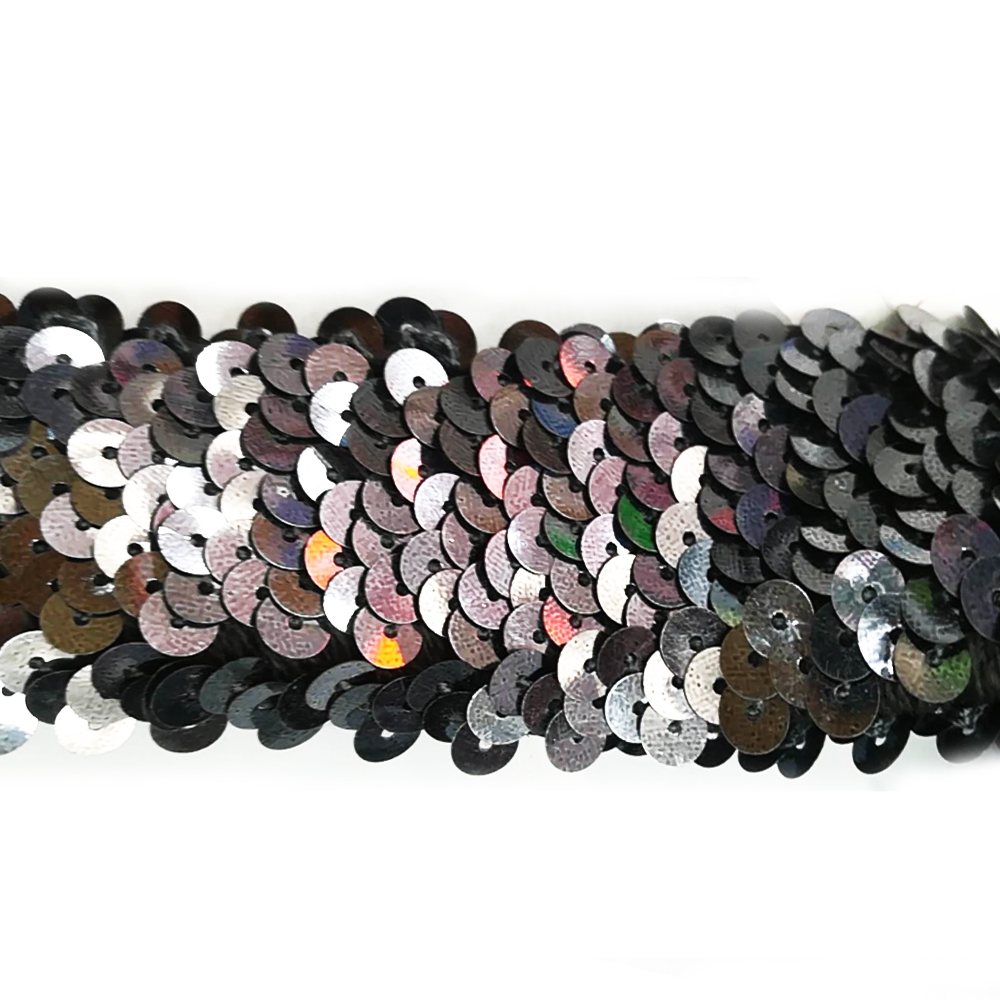 Резинка Пайетки 2,5см темно-серый, 50ярд. Резинка