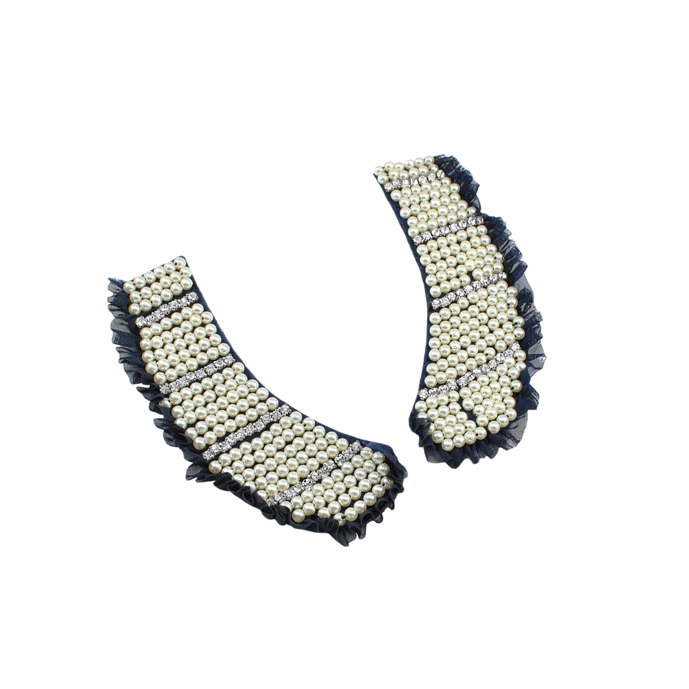 Воротник темно-синий, белый жемчуг, белые камни, шт. Воротники