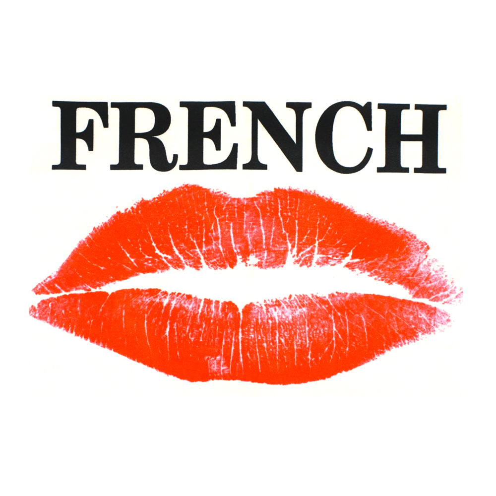 Термоаппликация Губы French 21*29см бежевый фон, красные губы, черный текст, шт. Термоаппликации Накатанный рисунок