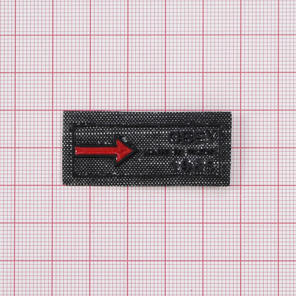 Лейба клеенка OBEY 1985, 4,5*2см, черный, серый, красный, шт. Лейба Клеенка