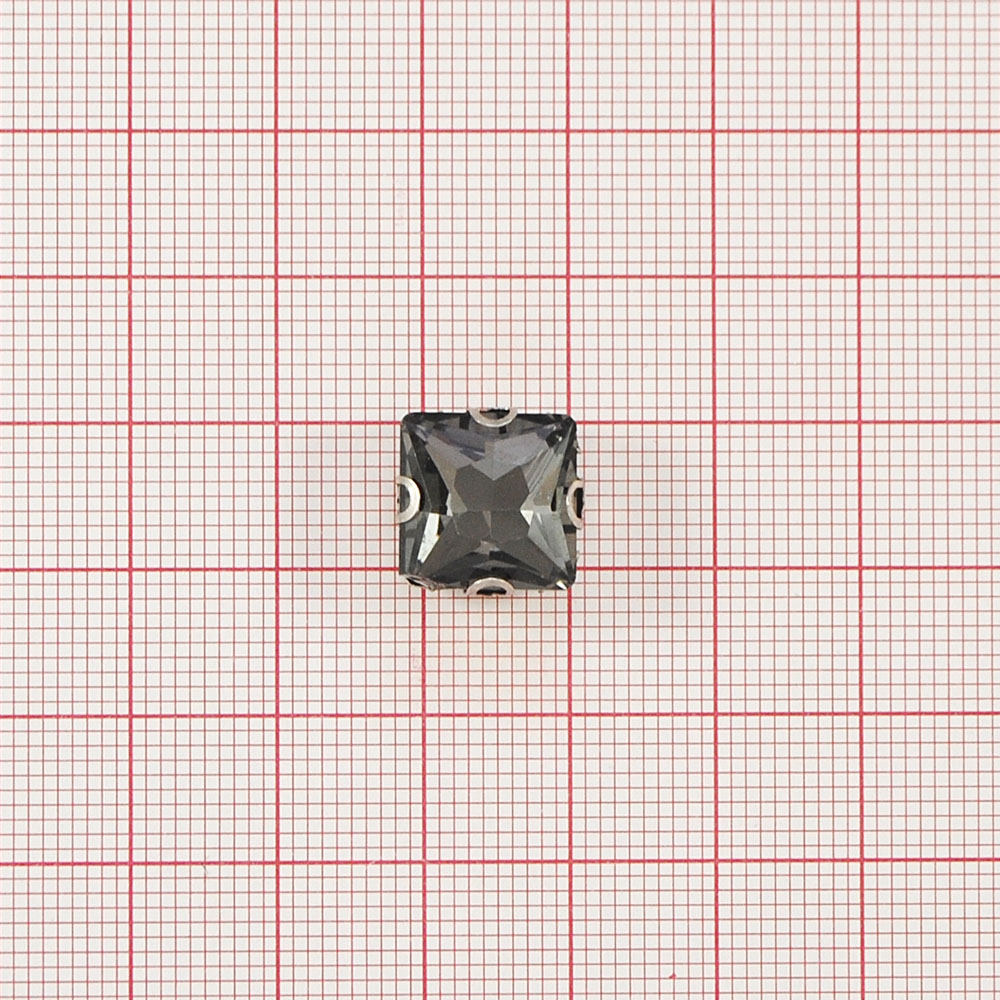 Стразы пришивные в металле, квадрат, 1,2*1,2см, black diamond, шт. Стразы пришивные в металле