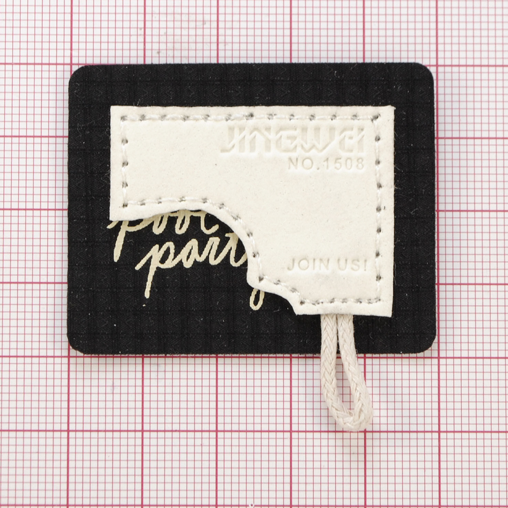 Лейба п/у Par (с петелькой), 5*5см, черный, бежевый, шт. Лейба Кожзам