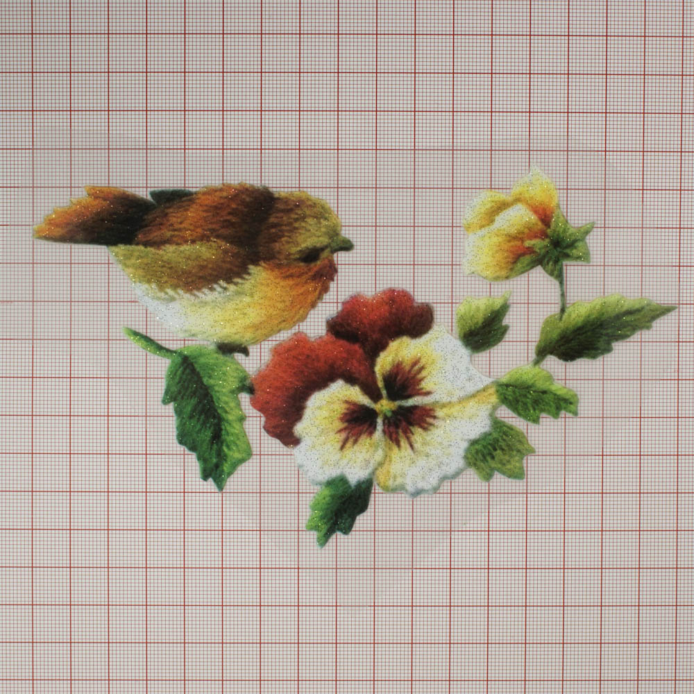 Термоаппликация Птица Воробей 17,1*11см, цветная, шт. Термопереводки Цветы, Птицы