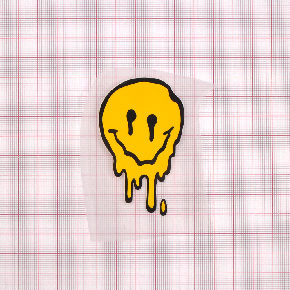 Термоаппликация Растекшийся смайлик, 7*4,3см, черный, желтый, шт. Термопереводки Детские